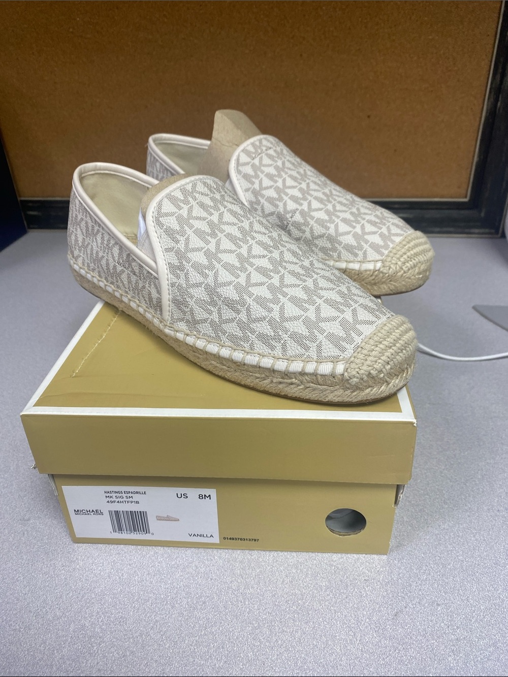 Michael Kors Cream Logo Canvas Espadrille Slip-On
